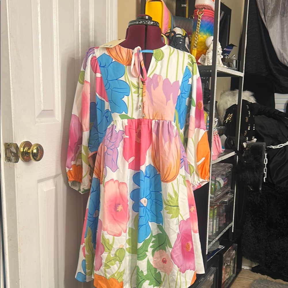 Off-White Multicolor Patterned Dress - image 1